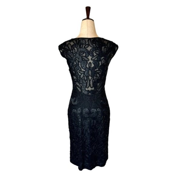 Sue Wong Dress Women 2 Black Lace Beaded‎ Illusion Knee Length Mini Sheath Party - Picture 3 of 14